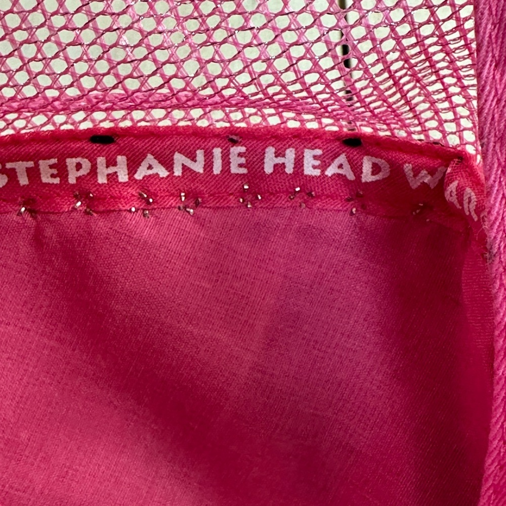 Women’s Stephanie Headwear snap back ball cap pink W/ cross & rhinestones - Picture 4 of 13
